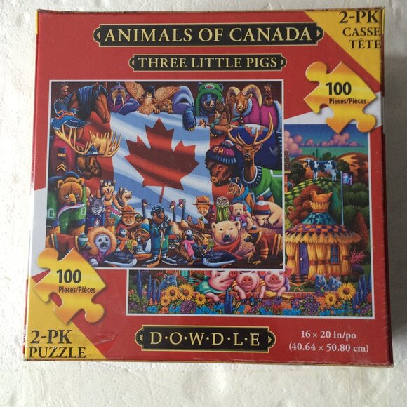New Dowdle Two Pack Jigsaw Puzzle 100 Pieces Animal of Canada Three Little Pigs - Picture 3 of 7